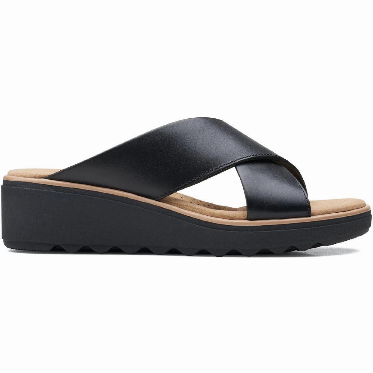 Jillian Gem Womens Faux Leather Slip-On Wedge Sandals