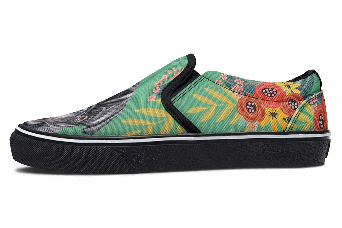 Joyful Black Pug Slip-On Shoes