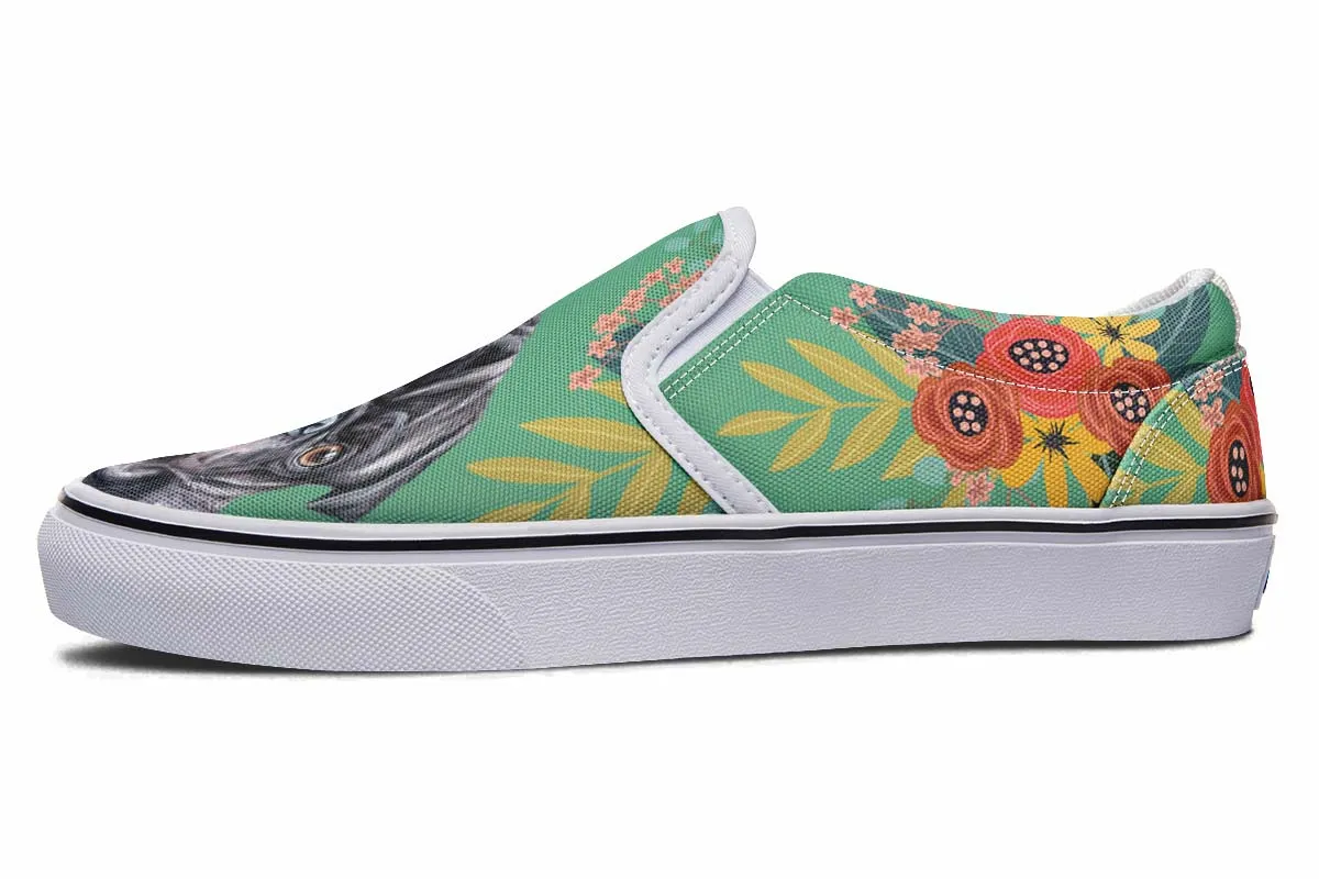 Joyful Black Pug Slip-On Shoes