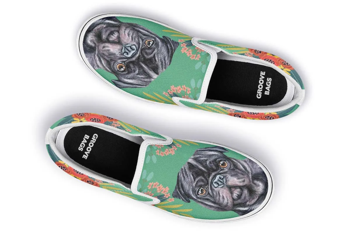 Joyful Black Pug Slip-On Shoes