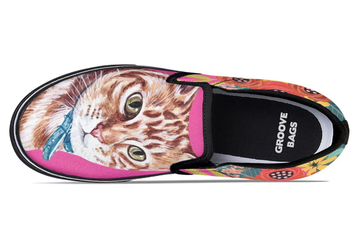 Joyful Tabby Cat Slip-On Shoes