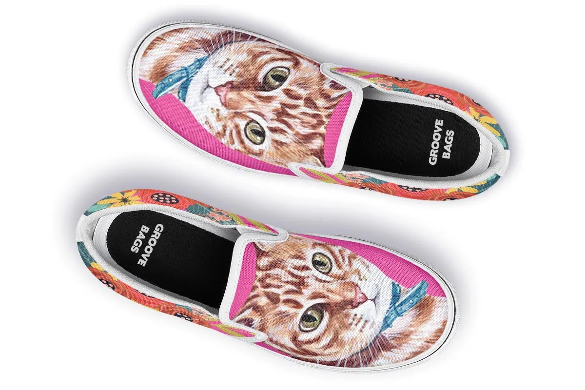 Joyful Tabby Cat Slip-On Shoes