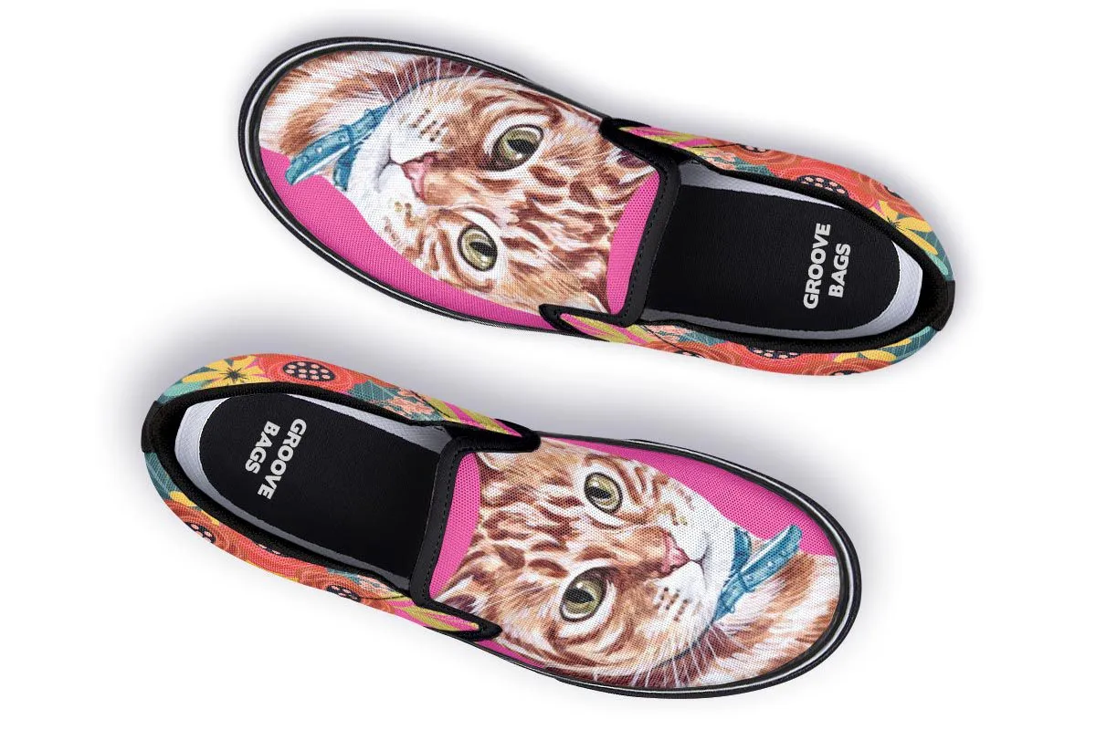 Joyful Tabby Cat Slip-On Shoes