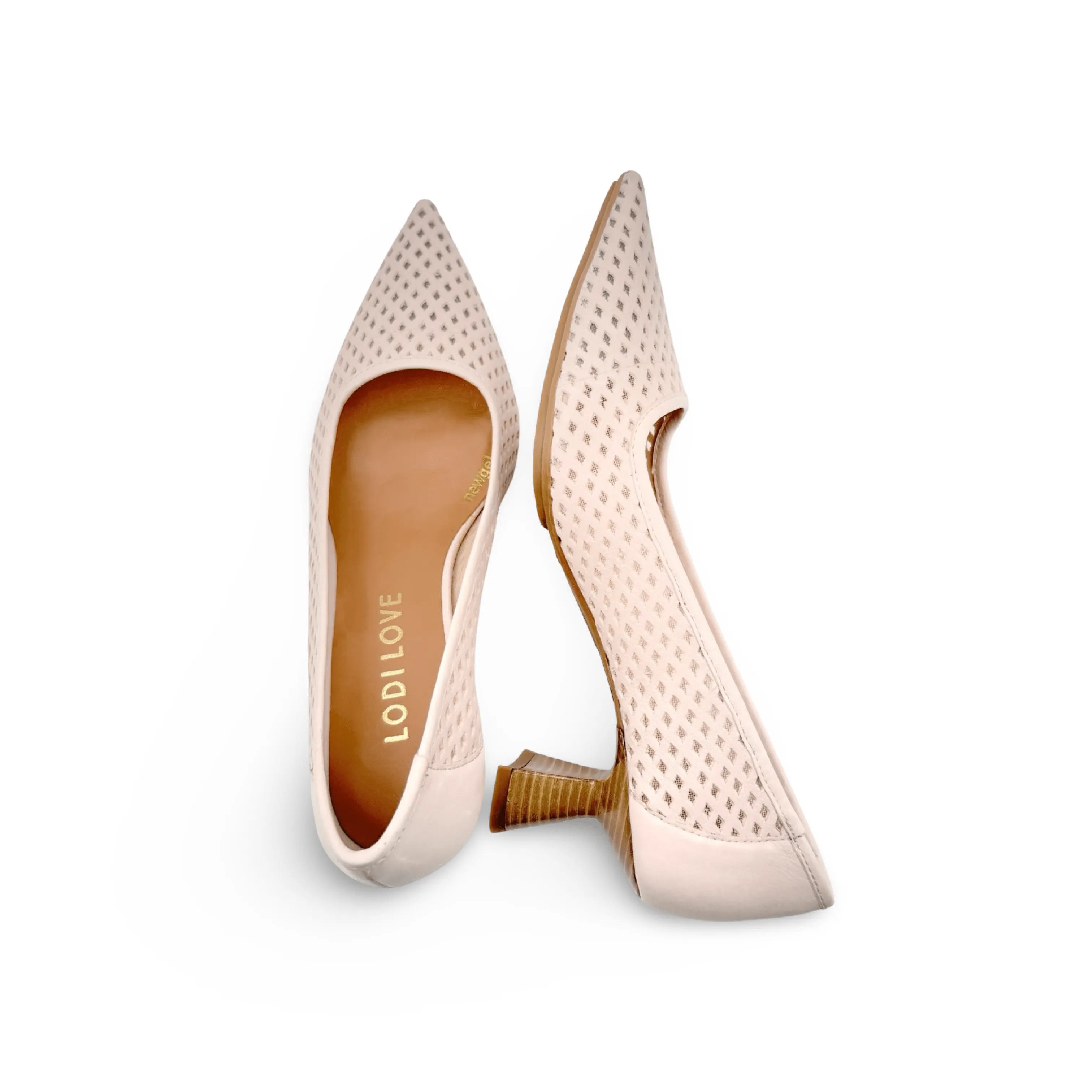 KAL5297 Nude Perforated Leather Pump