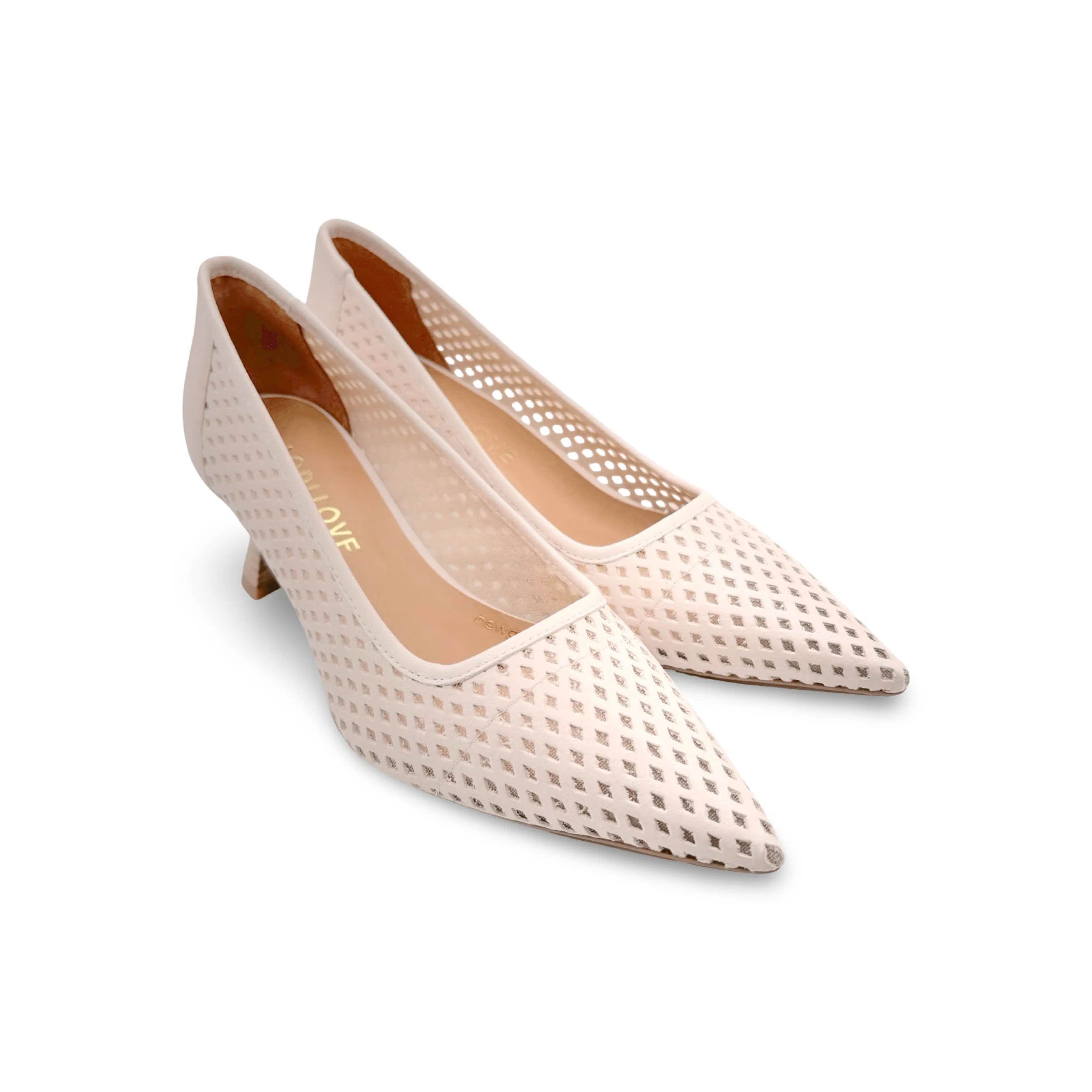 KAL5297 Nude Perforated Leather Pump