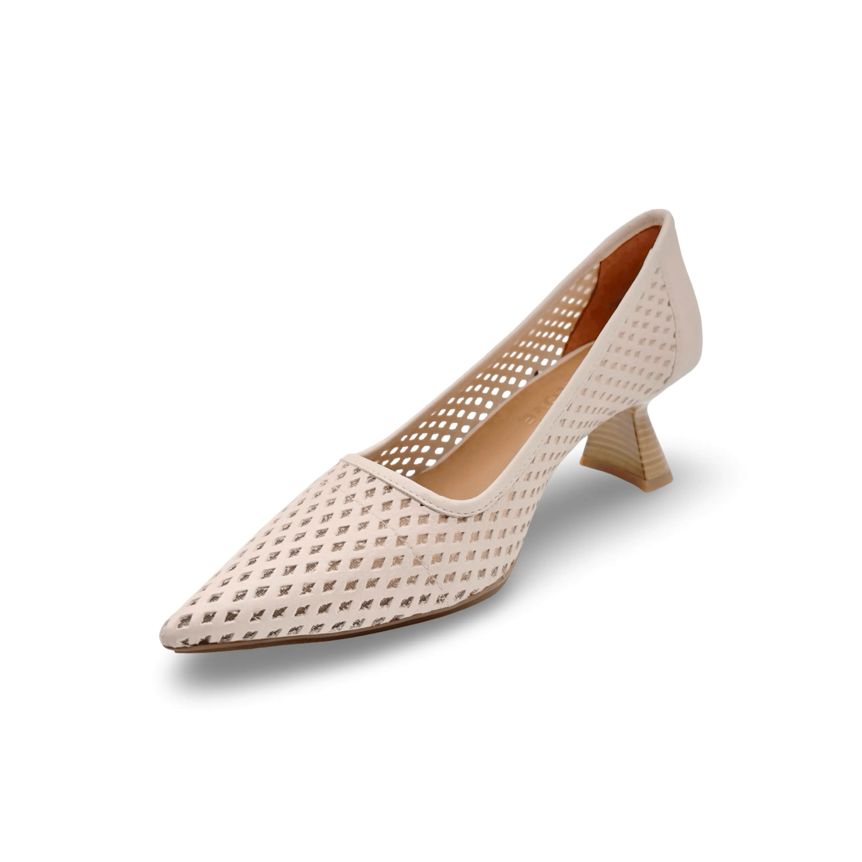 KAL5297 Nude Perforated Leather Pump