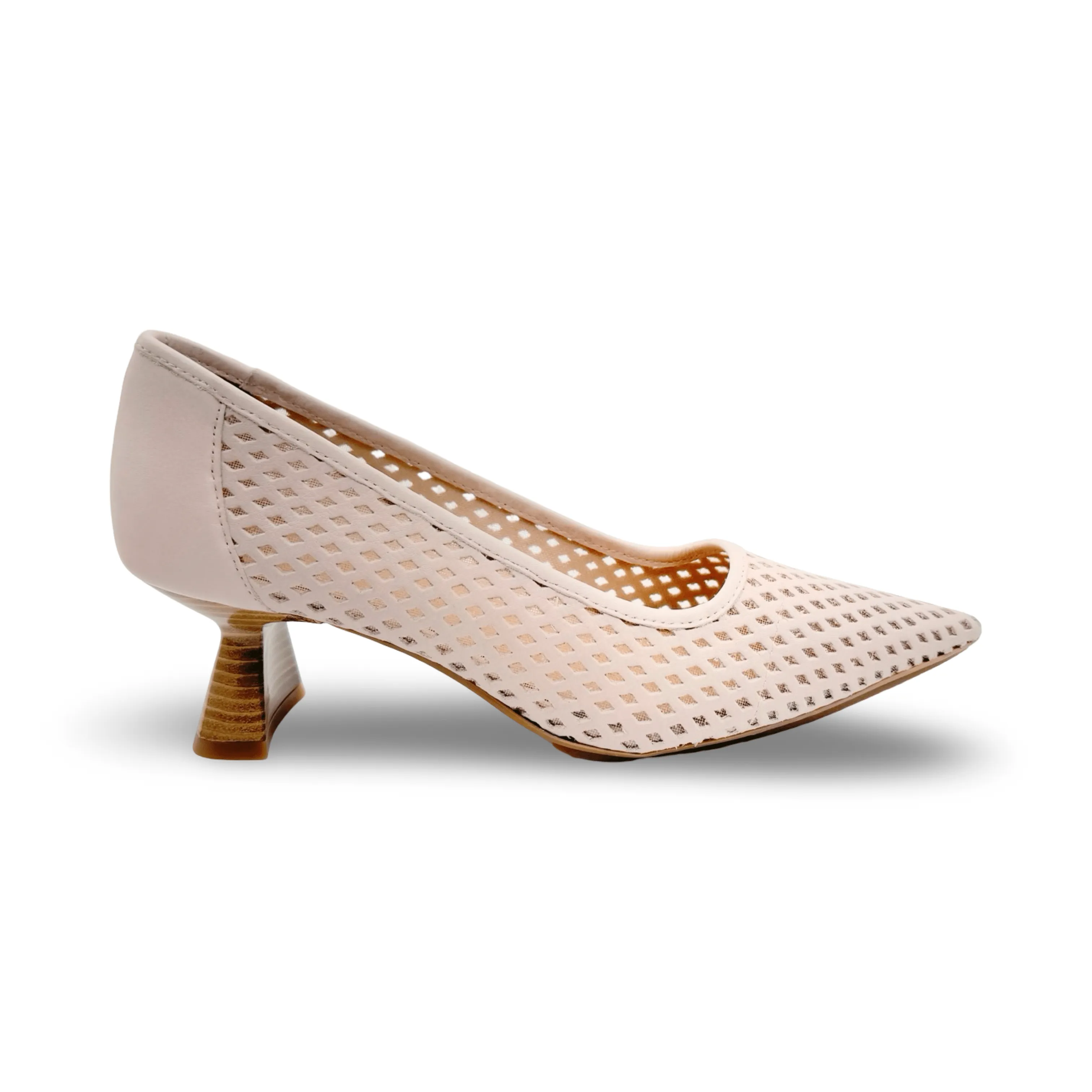 KAL5297 Nude Perforated Leather Pump