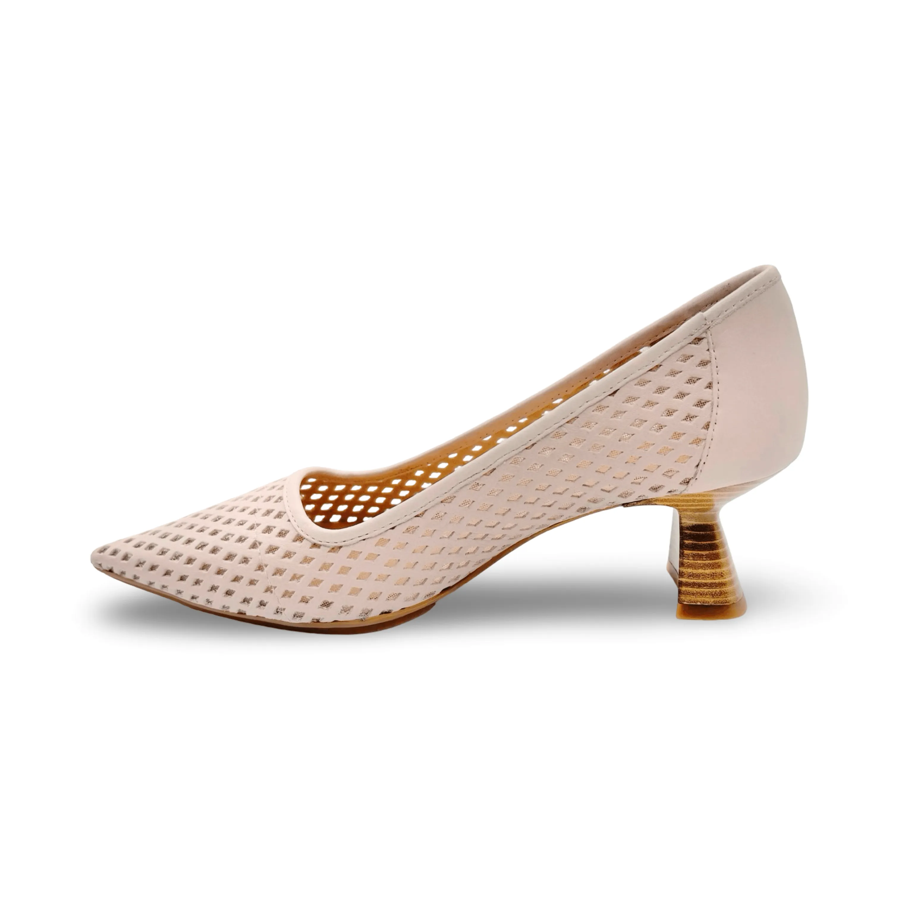 KAL5297 Nude Perforated Leather Pump