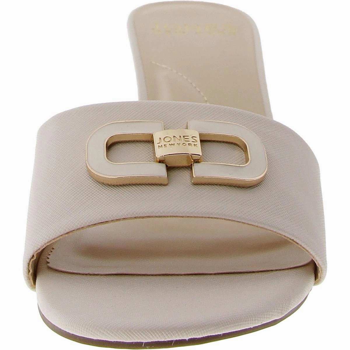 Kalsin Womens Faux Leather Kitten Heel Slide Sandals