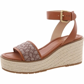 Katherine Micro Signature Womens Leather Wedge Slingback Sandals