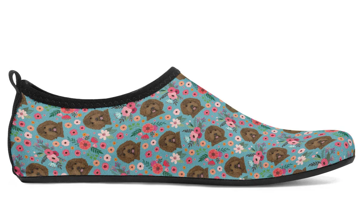 Labradoodle Flower Aqua Barefoot Shoes