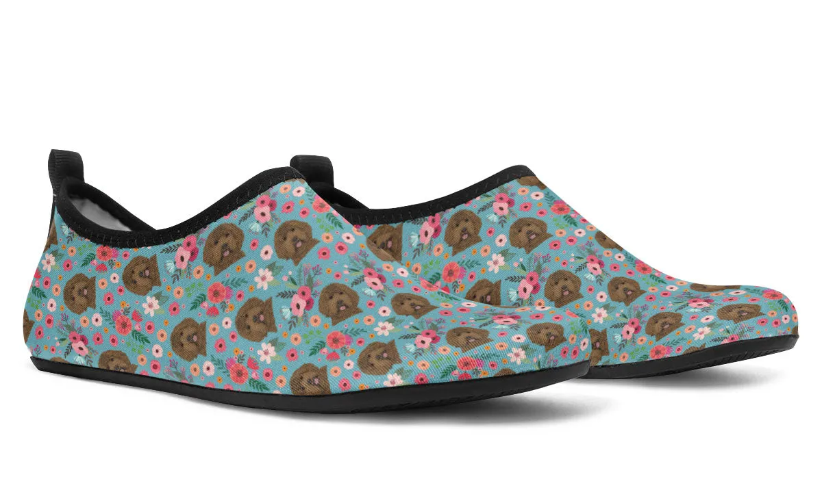 Labradoodle Flower Aqua Barefoot Shoes