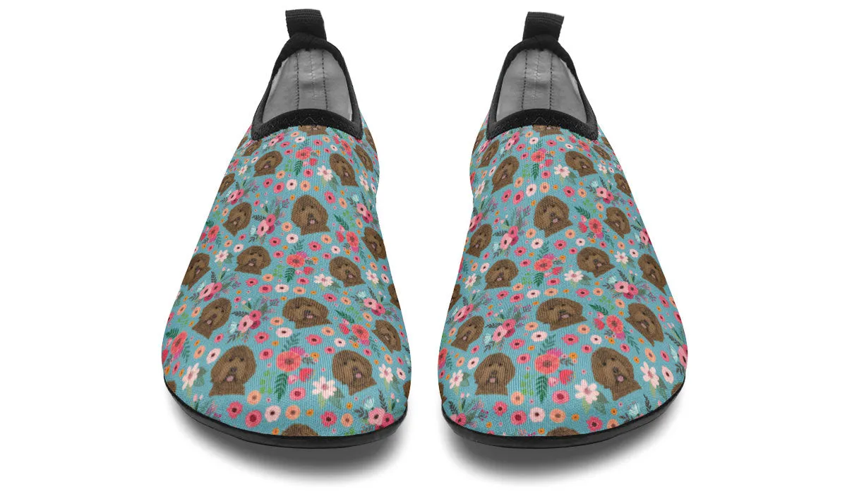 Labradoodle Flower Aqua Barefoot Shoes