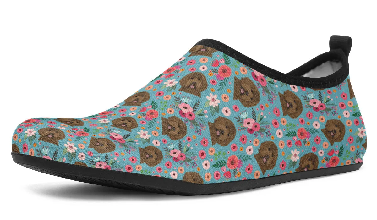 Labradoodle Flower Aqua Barefoot Shoes