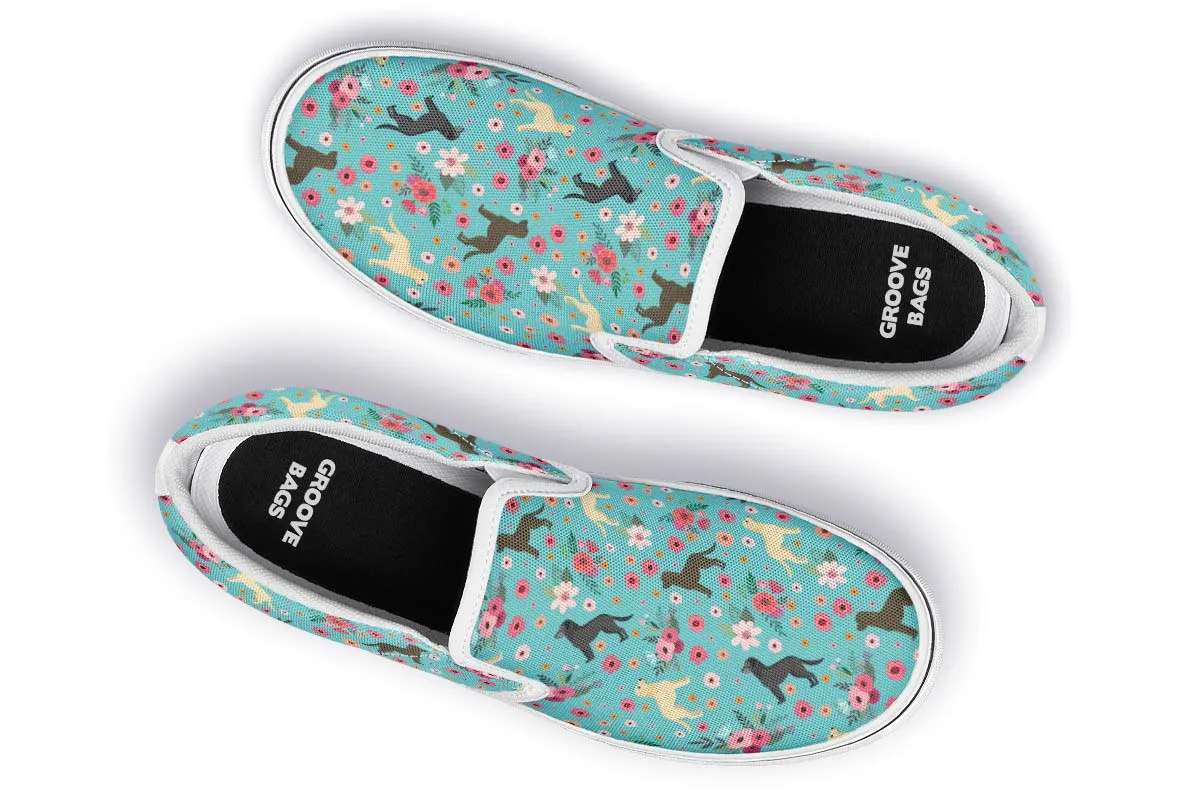 Labrador Retriever Flower Slip-On Shoes