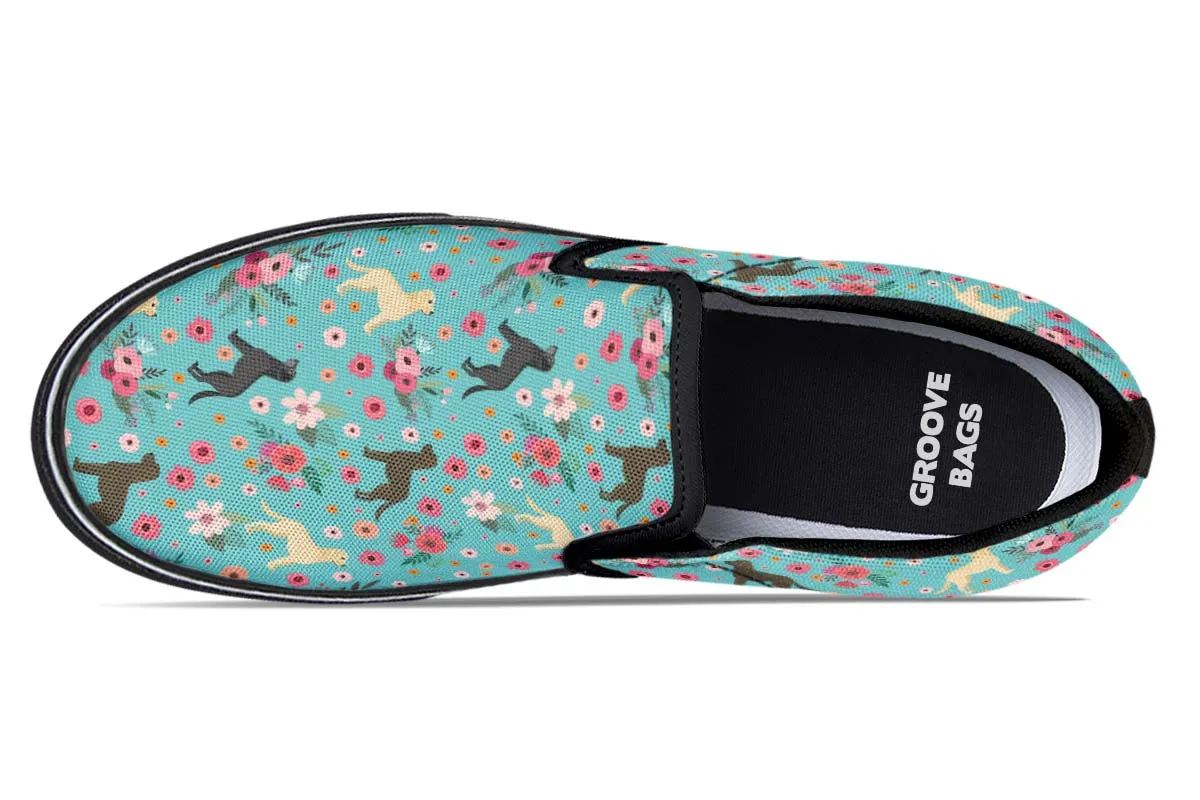 Labrador Retriever Flower Slip-On Shoes