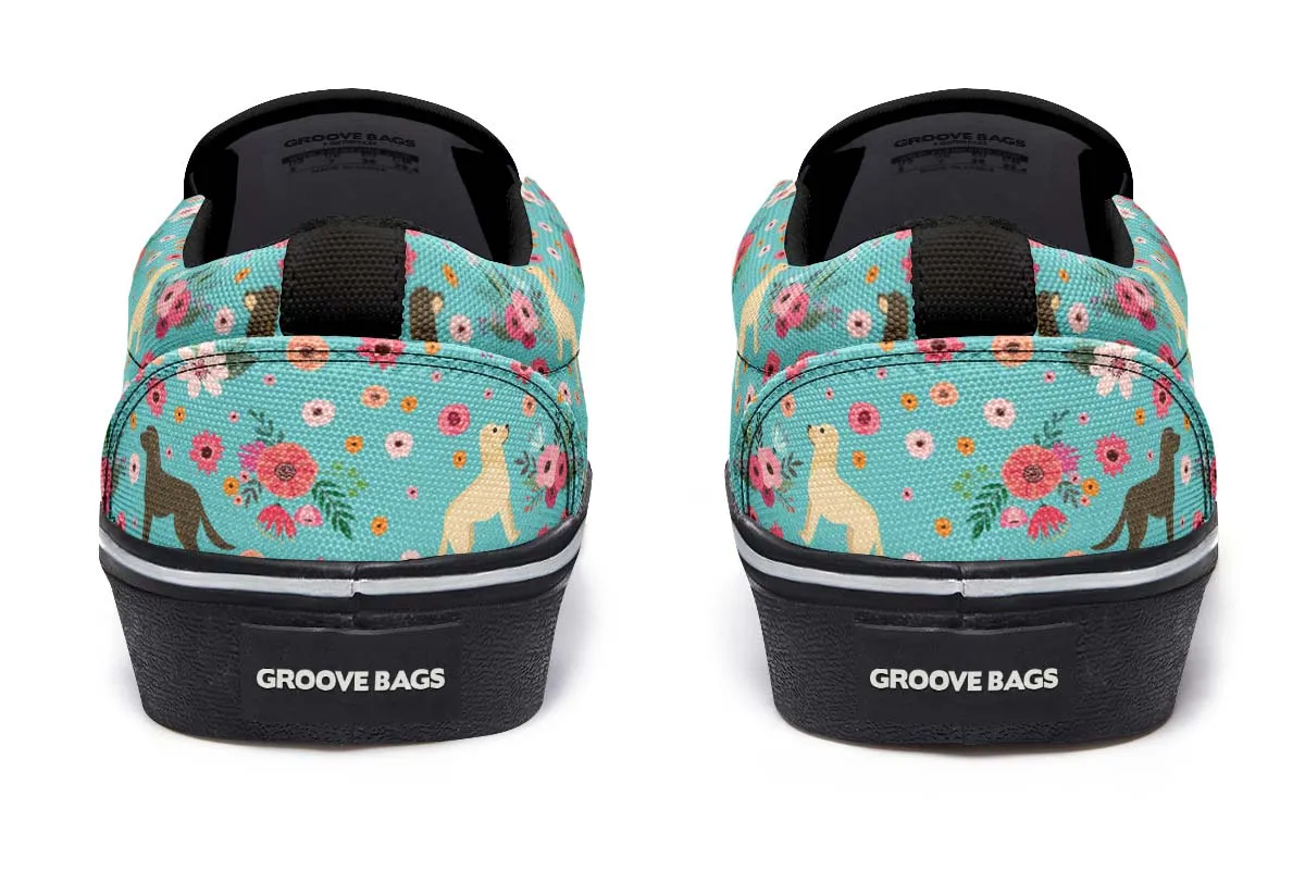 Labrador Retriever Flower Slip-On Shoes