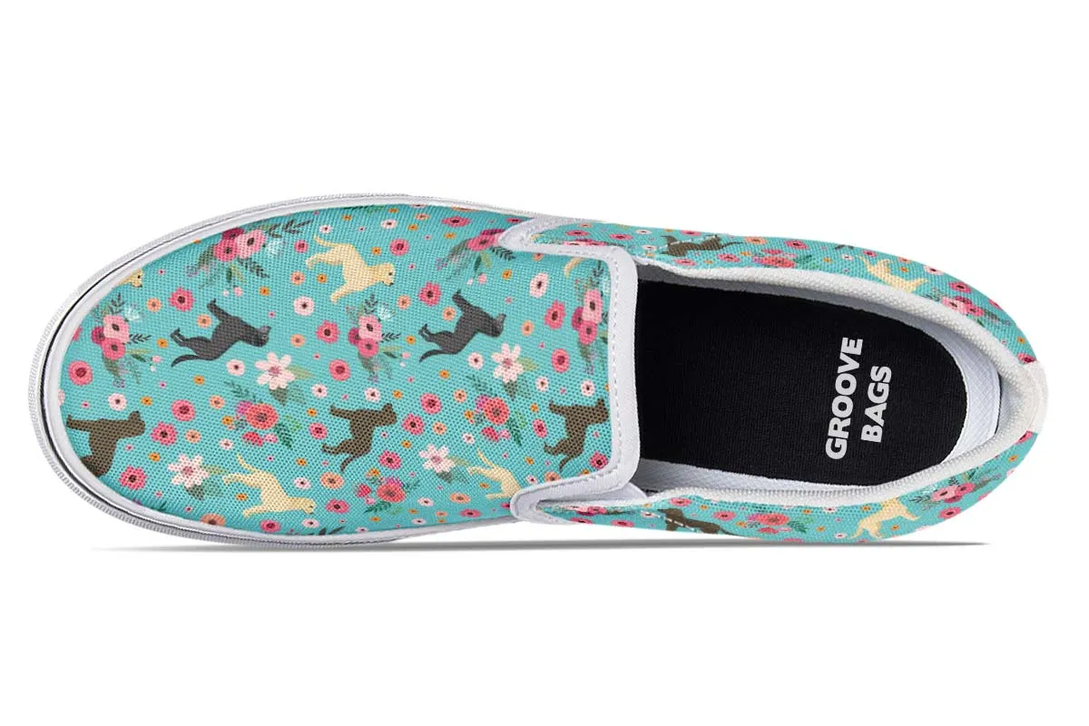 Labrador Retriever Flower Slip-On Shoes