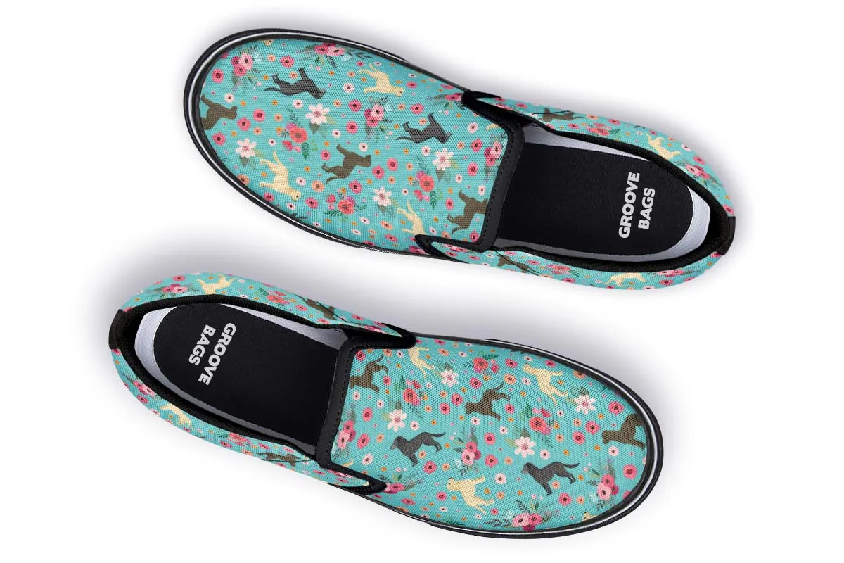 Labrador Retriever Flower Slip-On Shoes