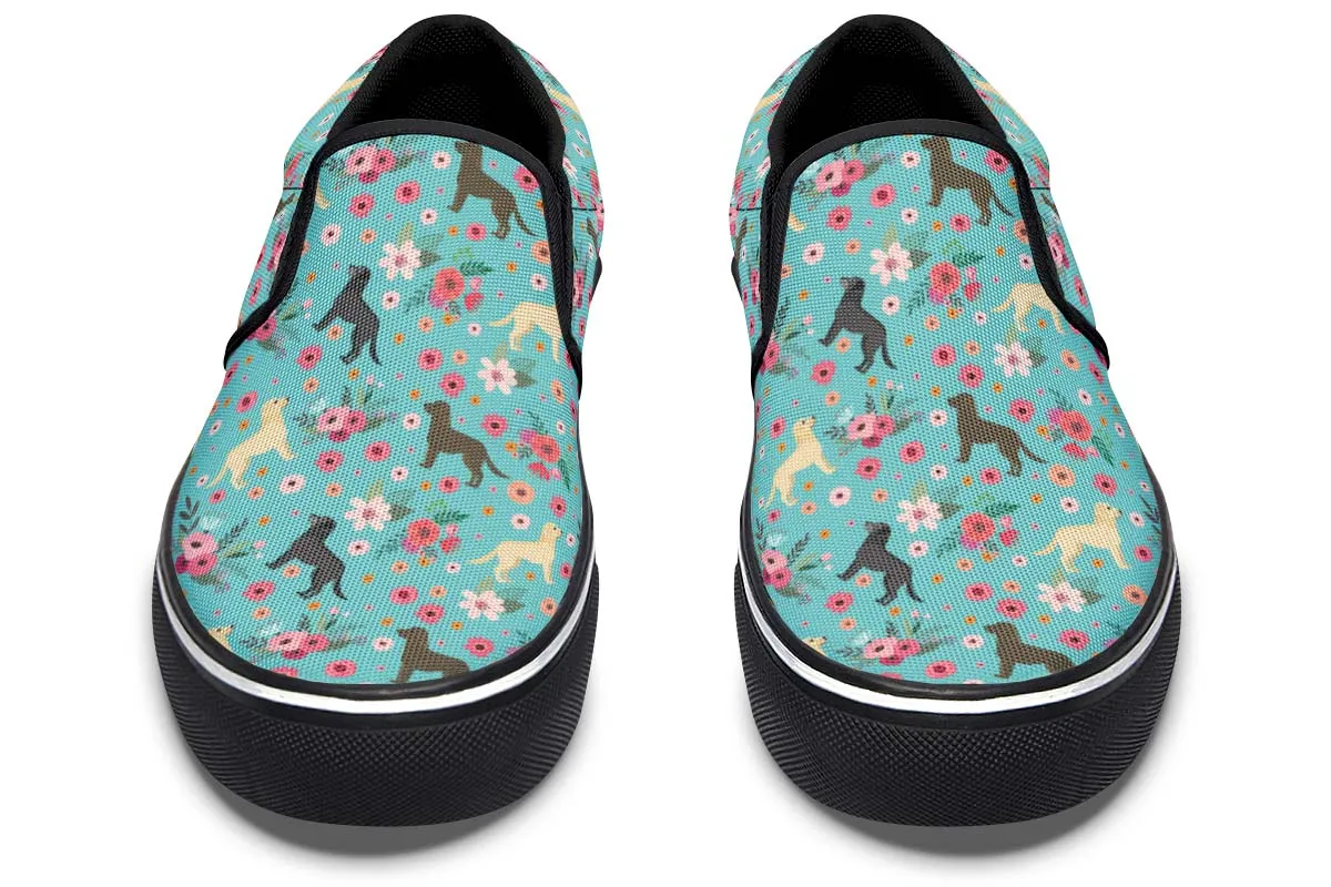 Labrador Retriever Flower Slip-On Shoes