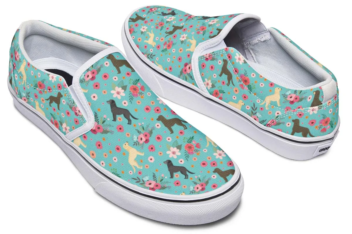 Labrador Retriever Flower Slip-On Shoes