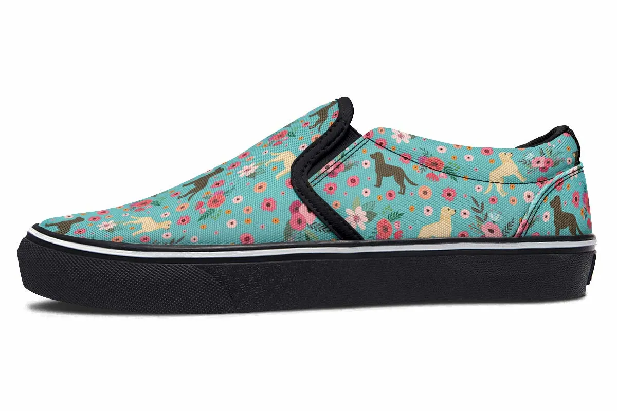 Labrador Retriever Flower Slip-On Shoes