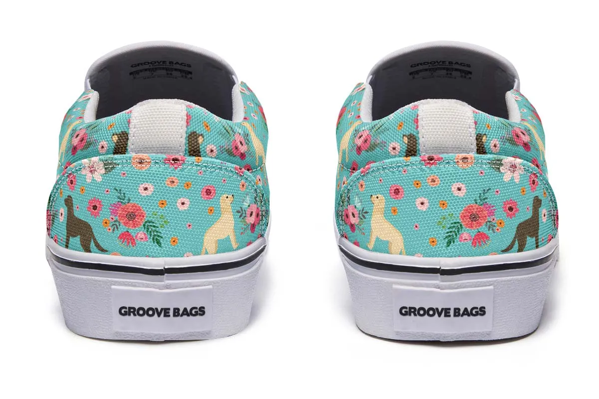 Labrador Retriever Flower Slip-On Shoes