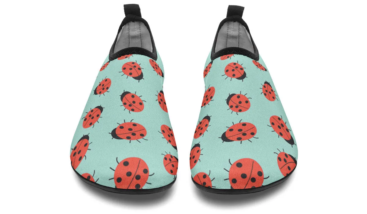 Lady Bug Pattern Aqua Barefoot Shoes
