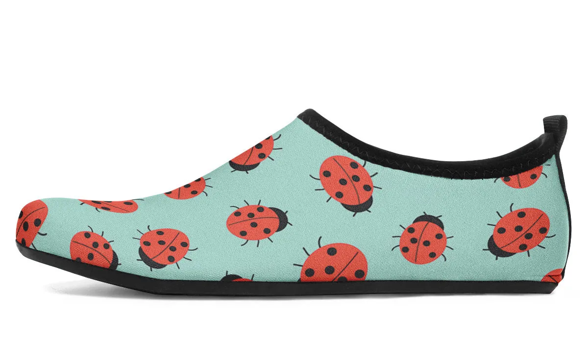 Lady Bug Pattern Aqua Barefoot Shoes