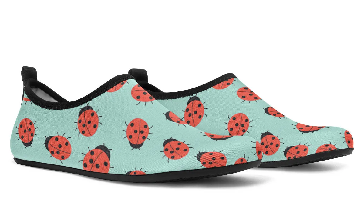 Lady Bug Pattern Aqua Barefoot Shoes