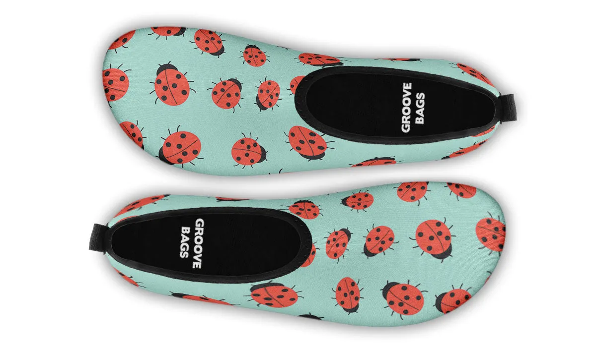 Lady Bug Pattern Aqua Barefoot Shoes