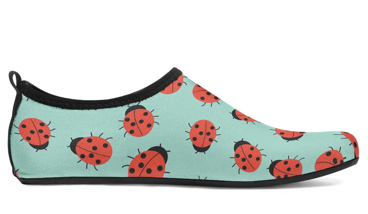 Lady Bug Pattern Aqua Barefoot Shoes