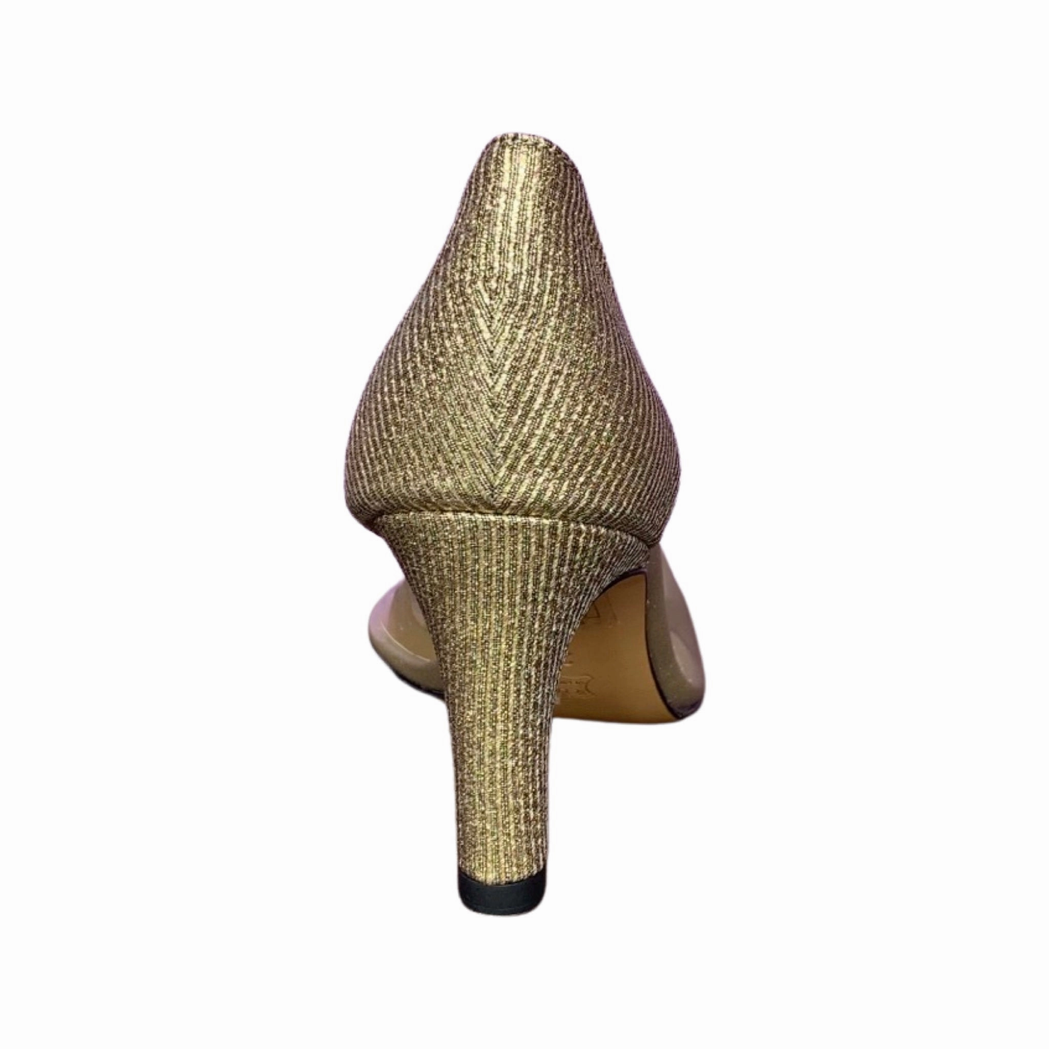 LAMIN Gold Shimmer Pump With Bow