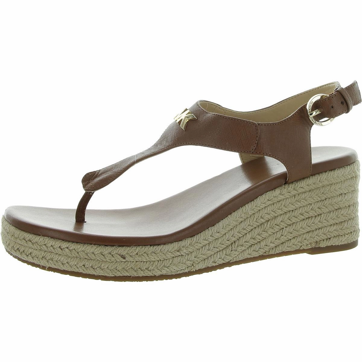 Laney Womens Leather Logo Wedge Sandals