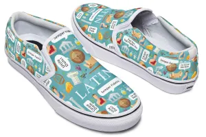 Latin Phrases Slip-On Shoes