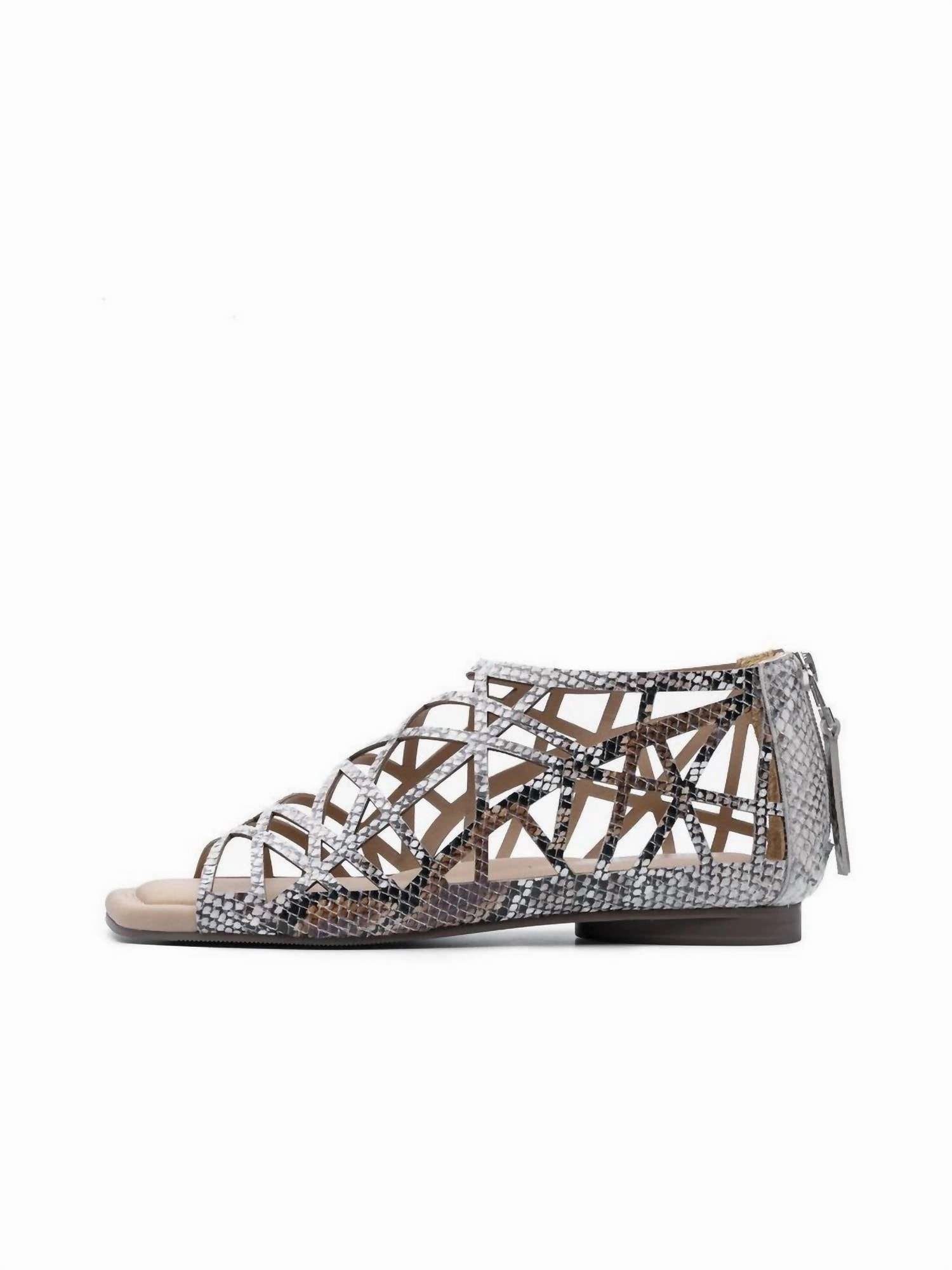 Lazy Sandal In Natural Snake Print