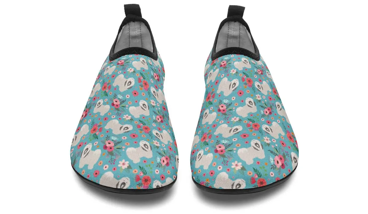 Lhasa Apso Flower Aqua Barefoot Shoes