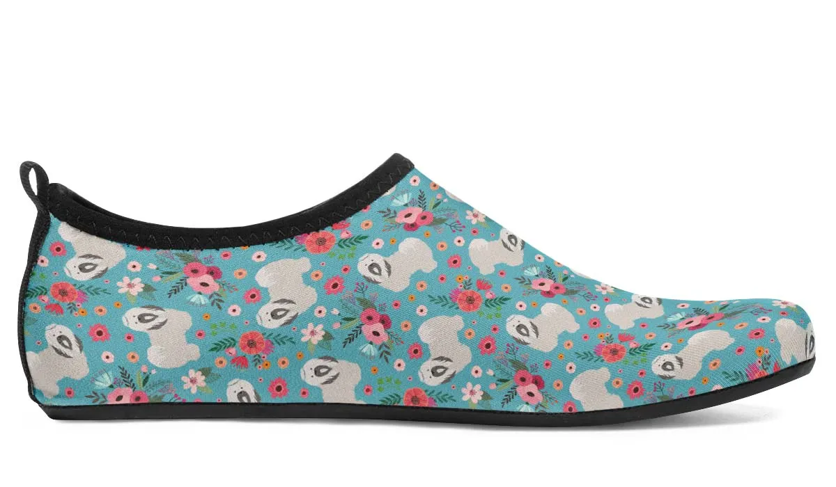 Lhasa Apso Flower Aqua Barefoot Shoes
