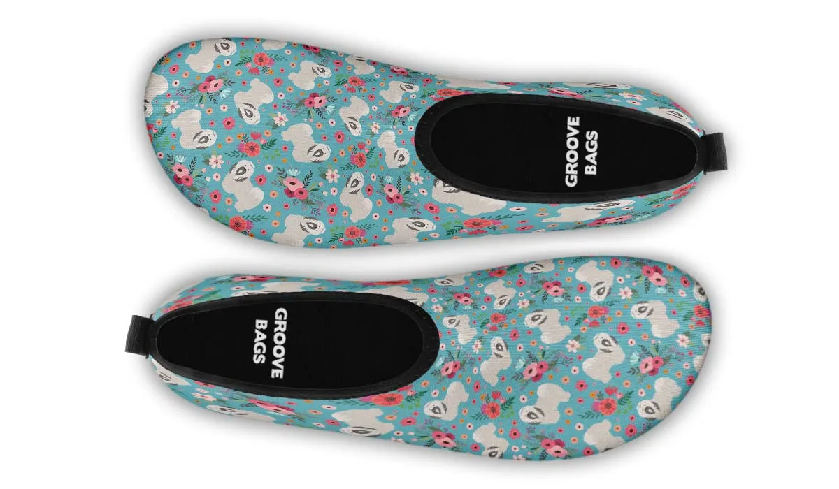 Lhasa Apso Flower Aqua Barefoot Shoes