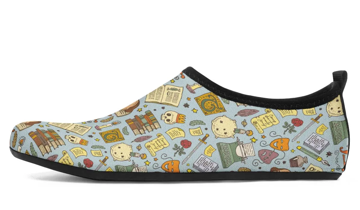 Literature Pattern Aqua Barefoot Shoes