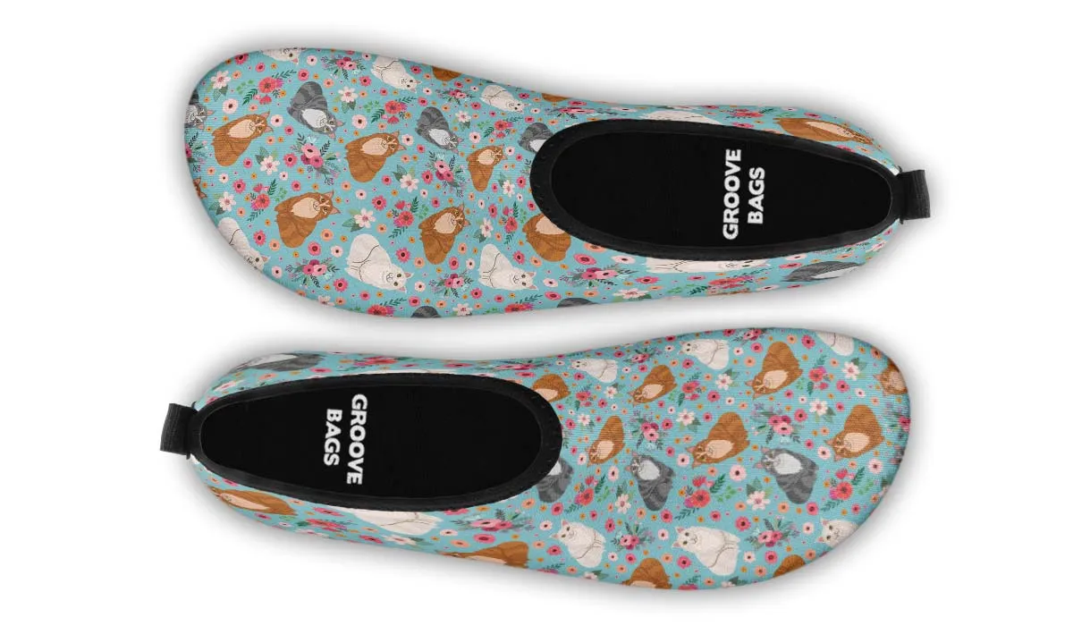 Maine Coon Cat Flower Aqua Barefoot Shoes