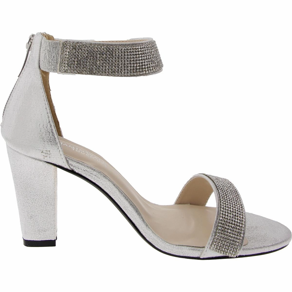 Marley Womens Rhinestone Metallic Ankle Strap