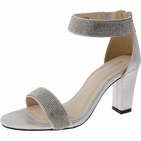Marley Womens Rhinestone Metallic Ankle Strap