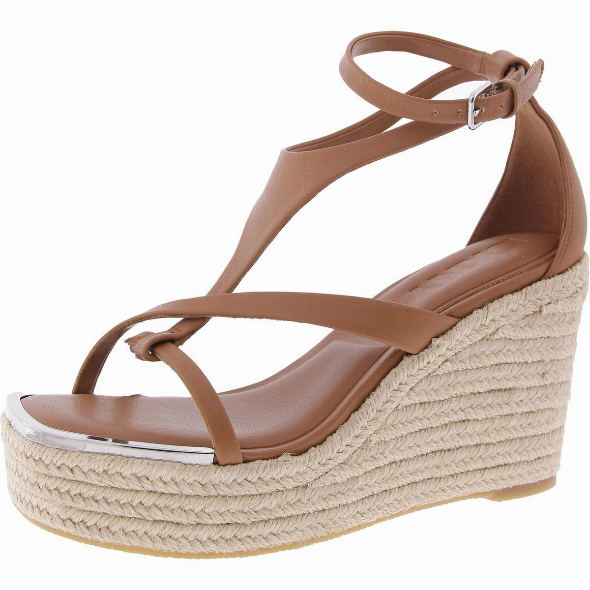 Maryn Womens Embellished Faux Leather Platform Sandals