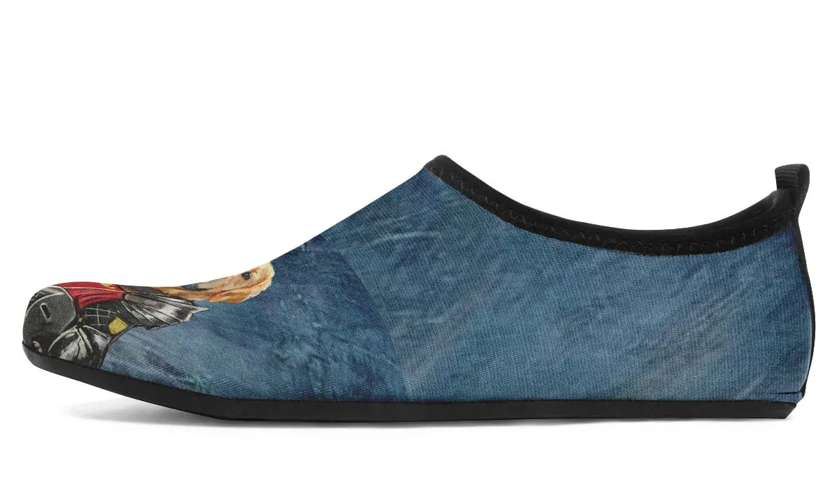 Medieval Golden Retriever Portrait Aqua Barefoot Shoes