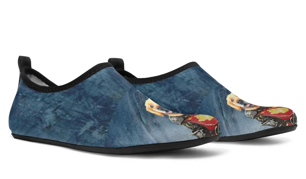 Medieval Golden Retriever Portrait Aqua Barefoot Shoes