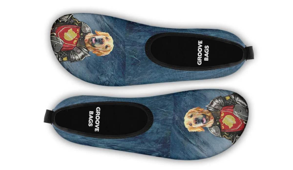 Medieval Golden Retriever Portrait Aqua Barefoot Shoes