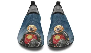 Medieval Golden Retriever Portrait Aqua Barefoot Shoes