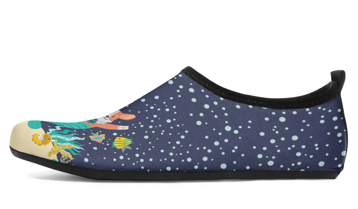Mermaid Corgi Aqua Barefoot Shoes