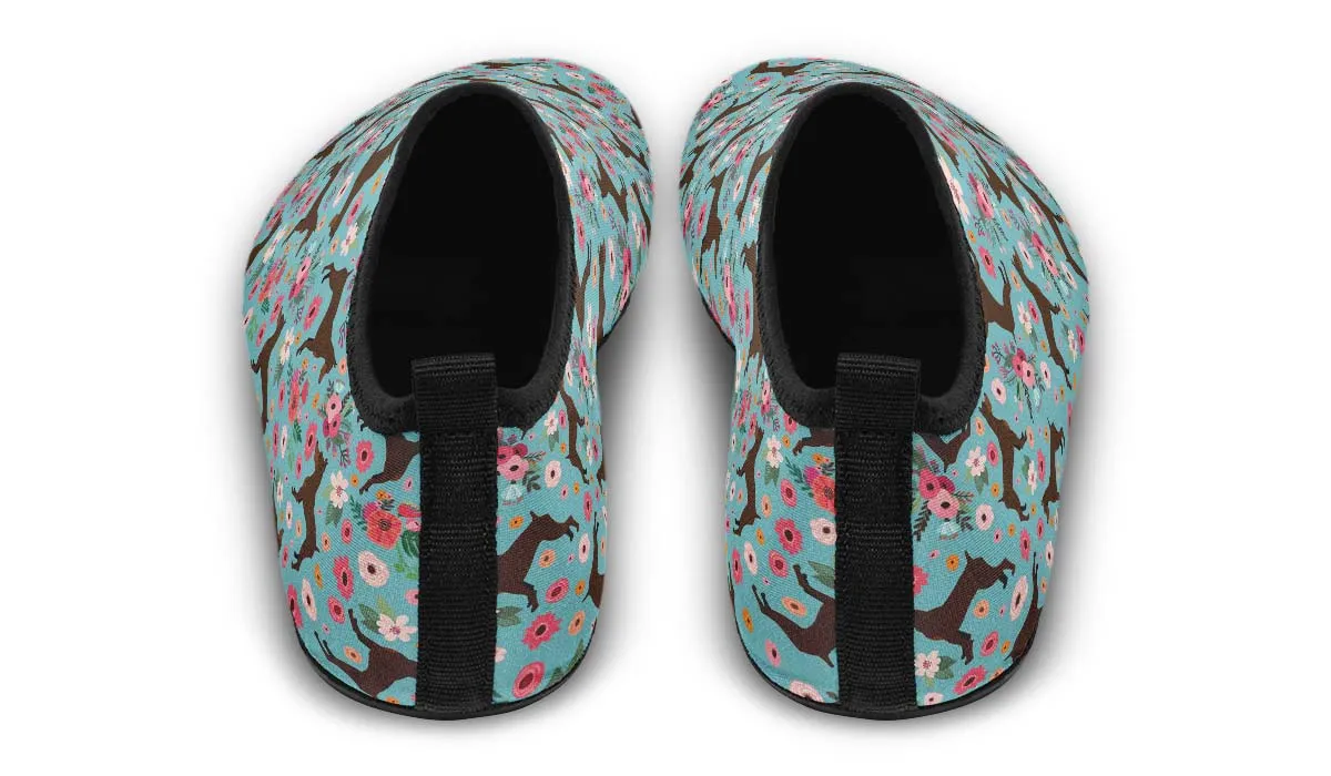 Miniature Pinscher Flower Aqua Barefoot Shoes